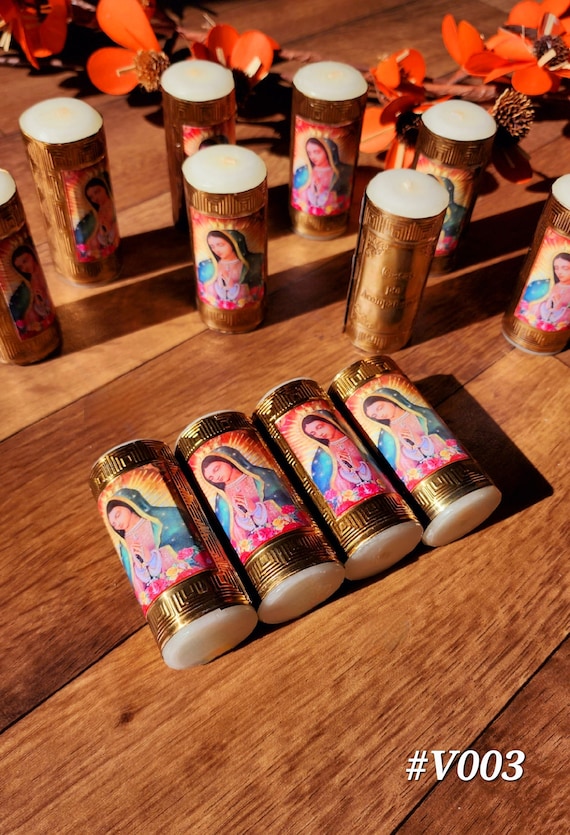 Guadalupe and San Judas Cirios Gift Favors Baptism , Wedding Party Favors , Communion Favor , Virgen Mary Candles, San Judas Cirios