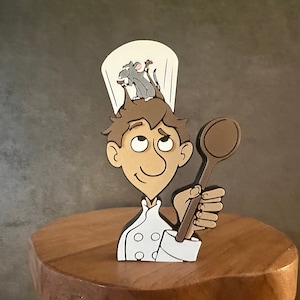 Chef Gusteau and Chef Remy Ratatouille Decoration, Mouse Chef 3D Print, 3D Prints, Tiered Tray Decor, Remy Decor, Tray Trinkets, Party Props