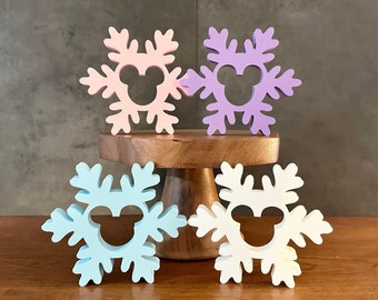 Mickey Snowflake 3D Print, Mickey Decor, Christmas Gift, Mouse Decoration, Stocking Stuffers, Holiday Decor, 3D Prints, Tiered Tray Decor