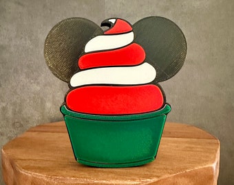 Mickey Christmas Cupcake 3D Print, Mickey Christmas Gift, Mouse Decoration, Stocking Stuffers, Holiday Decor, 3D Prints, Tiered Tray Decor