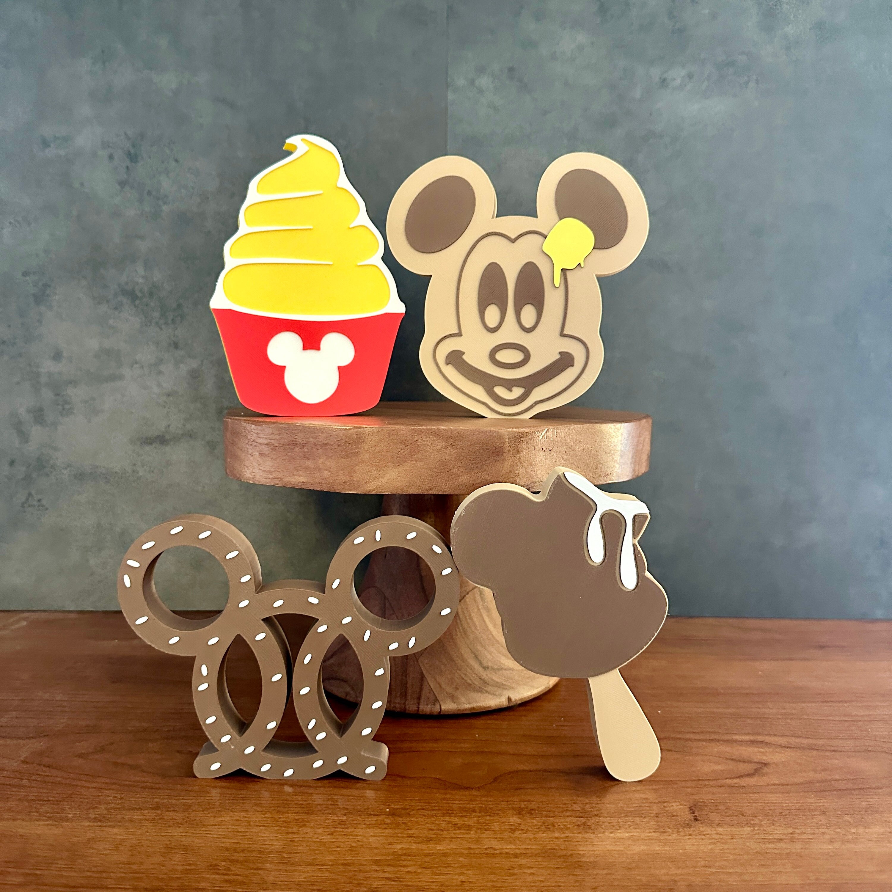 Mickey Mouse Tiered Tray Decor 3D Printed Trinkets, Ice Cream
