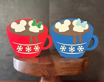 Mickey Minnie Hot Chocolate Cup 3D Print, Christmas Gift, Mouse Decoration, Stocking Stuffer, Holiday Decor, 3D Prints, Tiered Tray Decor