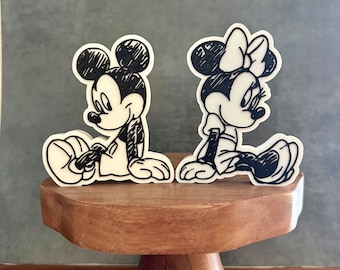 Mickey Minnie Sketch,  3D Print, Tiered Tray Decor, Mickey Mouse, Minnie Mouse, Mickey Decoration, 3D Printed, Tray Trinkets, Party Props
