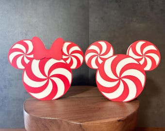 Mickey Mouse Peppermint 3D Print, Minnie Peppermint, Mickey Christmas Gift, Mouse Decoration, Holiday Decor, 3D Printed, Tiered Tray Decor