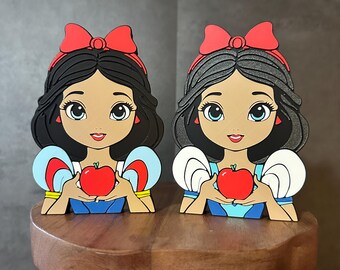 Snow White with Apple 3D Print, Snow White Disney Princess Inspired Decor, Enchanted Princess Decor, Magical Home Decor, Princess Decoration