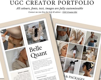 UGC Creator Portfolio Media Kit // Beige neutro estético minimalista // Plantillas Canva para UGC // UGC Creator Portfolio // Tarjeta de tarifas de Ugc