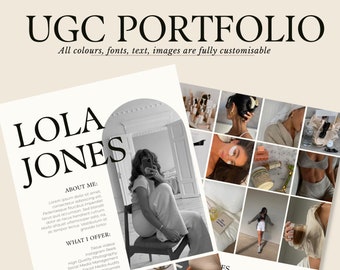 UGC Creator Portfolio Media Kit // Minimal Aesthetic Clean Beige // Plantillas Canva para UGC // UGC Creator Portfolio // Tarjeta de tarifas de Ugc