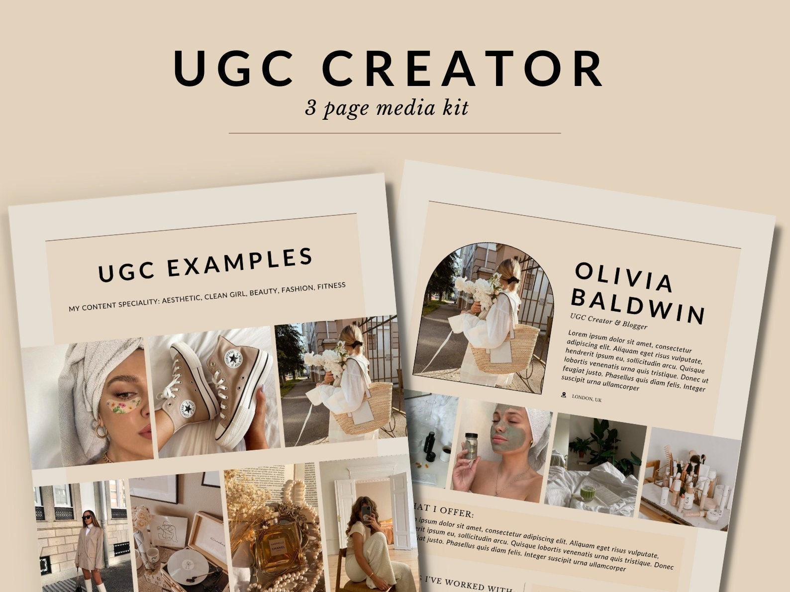 UGC Creator Media Kit // Minimal Aesthetic Clean Beige // - Etsy
