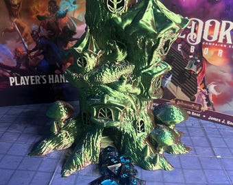 Dobbeltoren betoverd bos | Dungeons & Dragons-accessoire | 3D-geprinte dobbelsteenroller