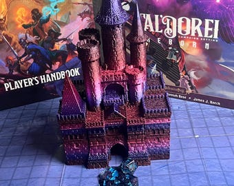Enchanted Castle Dice Tower | Hand-Painted 3D Printed Dice Roller | DnD, Pathfinder, TTRPG Accessory | Fantasy Tabletop Gift