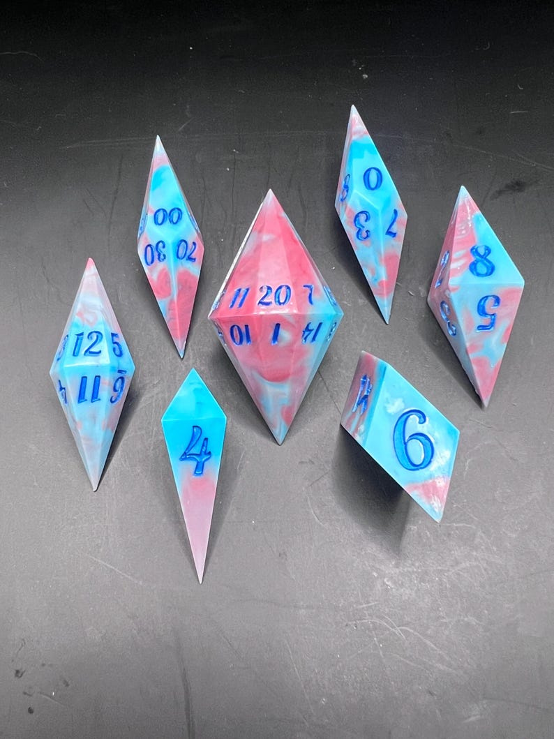 Prismflare Spire Dice Set – Sharp-edge Polyhedral TTRPG Dice - Etsy