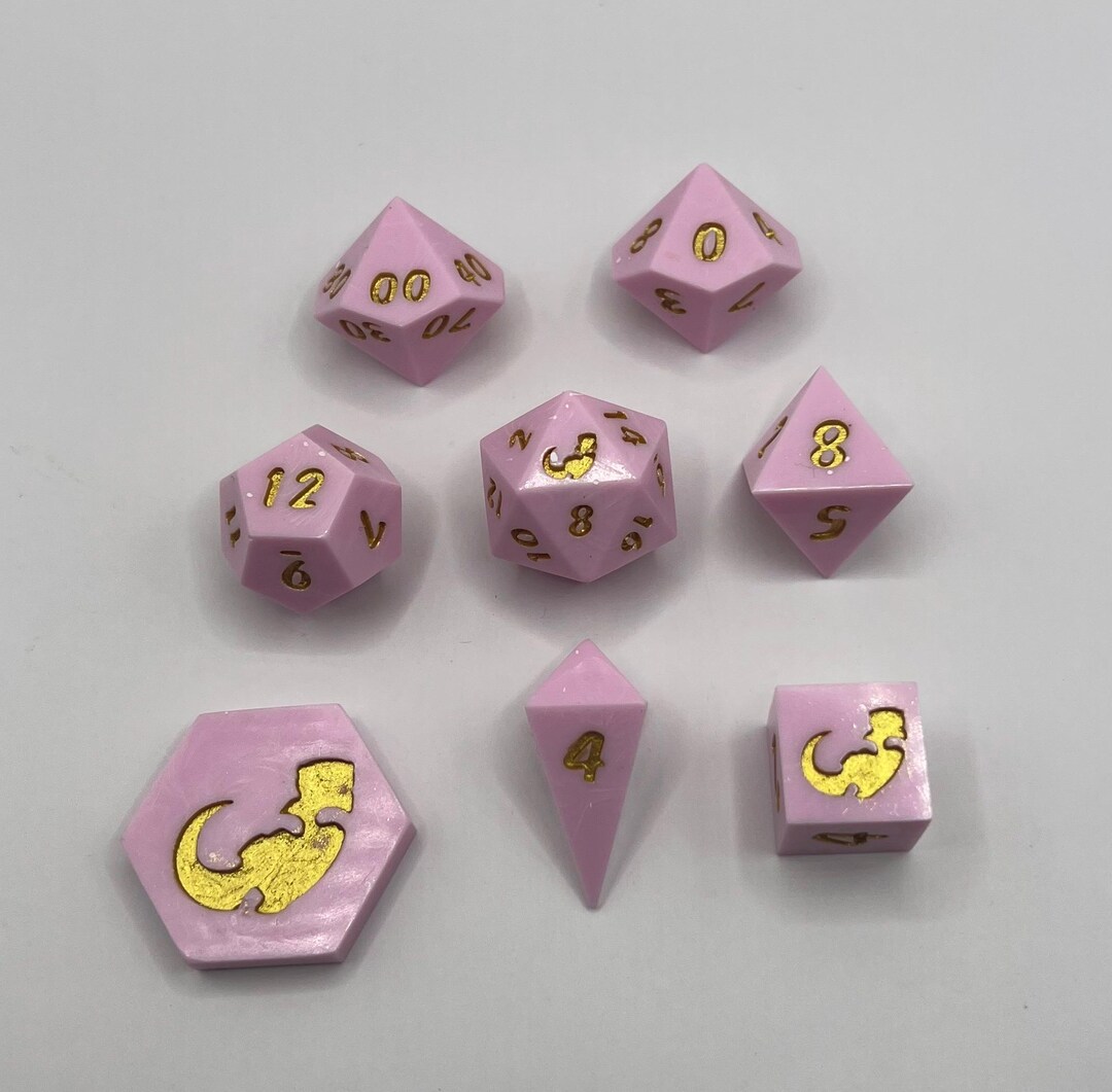 Pink Ribbon Polyhedral Dice Set – Breast Cancer Awareness RPG Dice ...