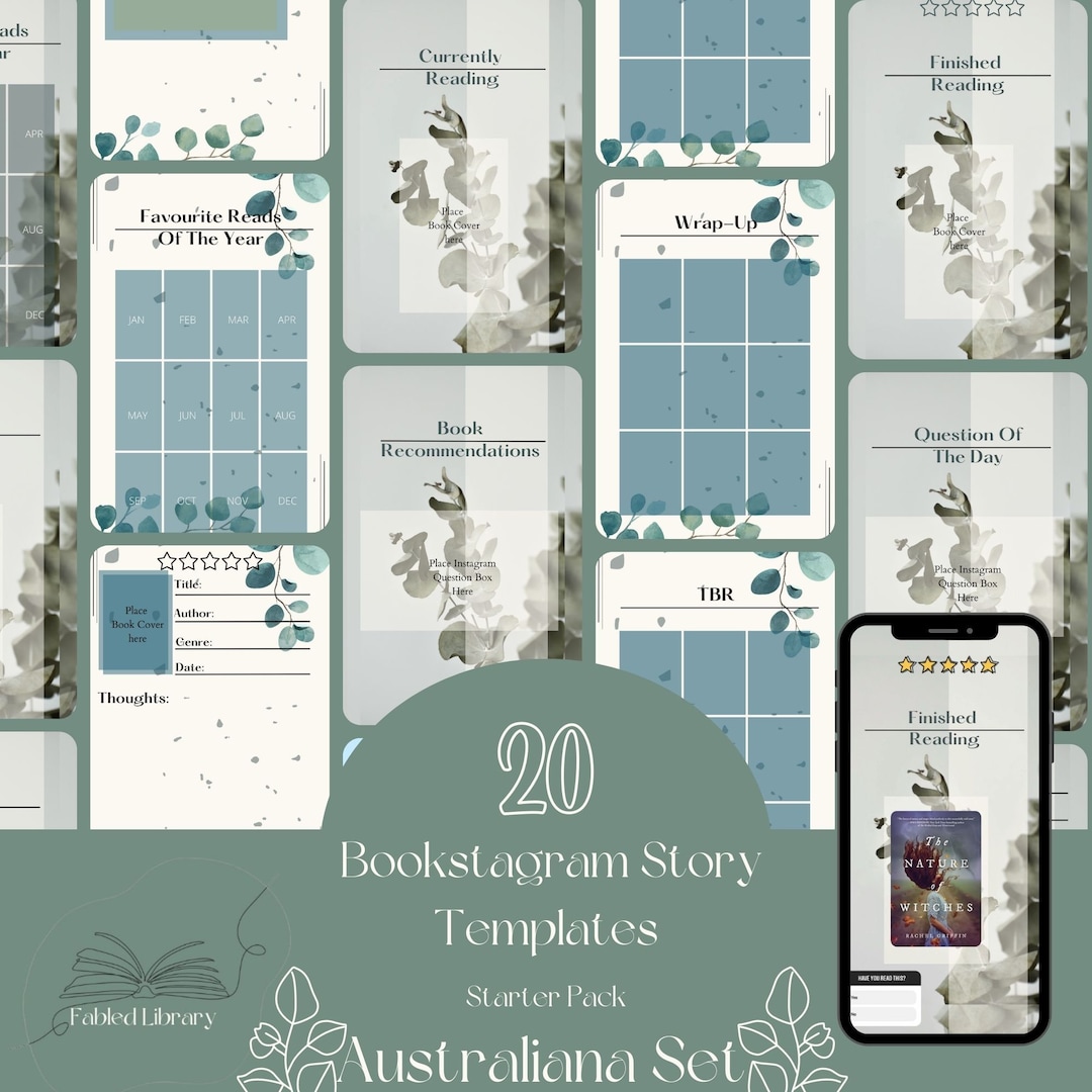 Bookstagram Story Templates Australiana Starter Pack Etsy