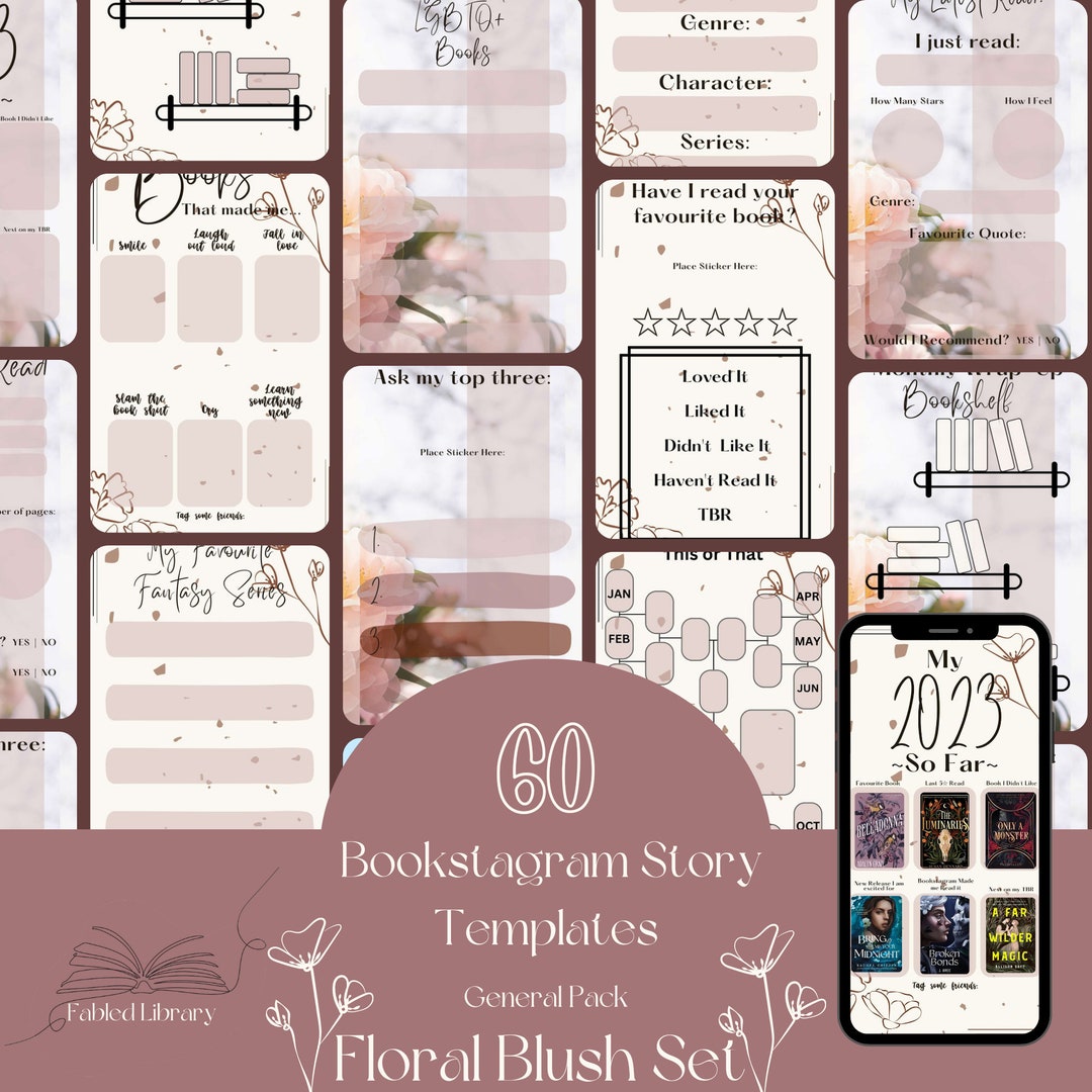 Floral Blush Bookstagram Story Templates General Pack Perfect for Book Floral Blush Bookstagram Story Templates General Pack Perfect for Book
