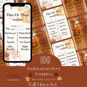 Fall Vibes This or That: Large Pack Bookstagram Story Templates