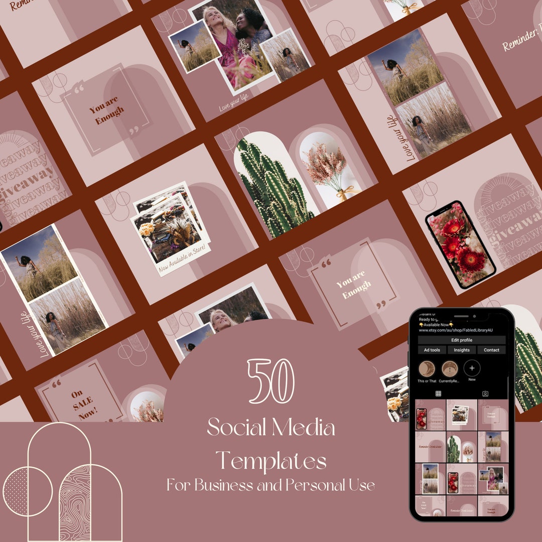 Paquete de plantillas canva Boho Minimalist Social Media para - Etsy México