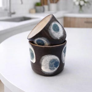 2-er Becherset  "Peacock" | Teebecher | Kaffeebecher | Cappuccino Tasse | No handle cup | handmade | coffee mug | tea mug | matcha | mug set