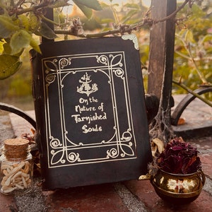 Leather Elden Ring Spellbook – Handbound Passport Journal with Illustrated Parchment Pages