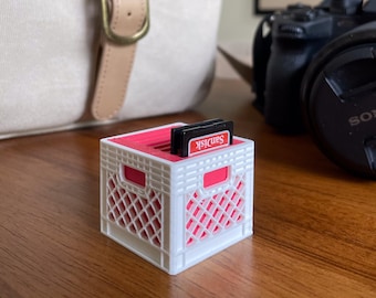 Mini Milk Crate SD Card Holder — 3D Printed Organizer, Camera Accessories, Gift for Photographer, Memory Card Storage