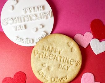 Cortador de galletas y sello personalizado para San Valentín: Fondant personalizado de 3 pulgadas