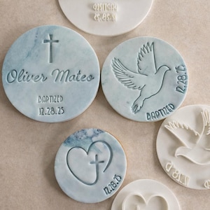 Sello de galleta de bautizo personalizado, nombre personalizado, fecha, sello de galleta de bautizo, sello religioso, dedicación, primera comunión