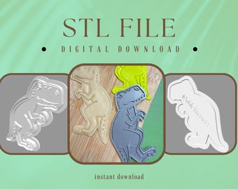 Cortador de galletas con forma de dinosaurio (archivo STL, descarga digital instantánea) para impresión 3D.