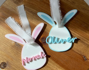 ¡ENVÍO RÁPIDO! Etiqueta personalizada con forma de huevo de Pascua y orejas de conejo para canastas, bolsas, dijes y regalos de fiesta.