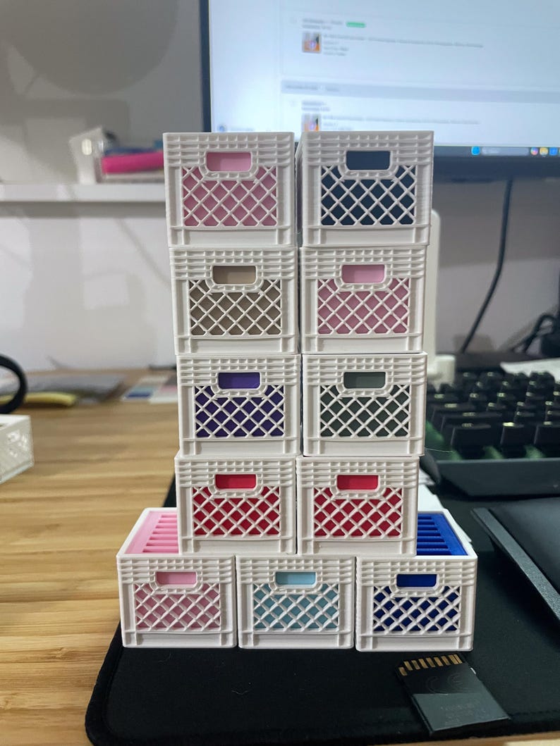 Mini Milk Crate SD Card Holder — 3D Printed Organizer, SD / Mini Sd ...
