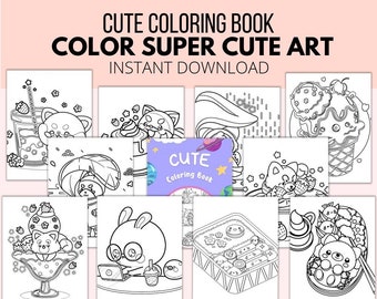 Cute Coloring Book Kawaii Adorable Art Drawing Adult Kid Printable