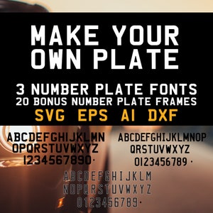 Number Plate SVG Bundle Font, SVG Files, Automotive, cut file, svg files for silhouette, cricut, svg, dxf, eps,