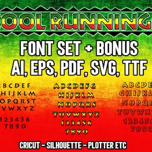 Cool Runnings SVG Bundle Font + Bonus TTF Font, 90s SVG Files, Retro, cut file, svg files for silhouette, cricut, svg, pdf, eps, ai, eps