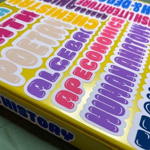 School Subject Stickers | School Stickers | Custom Stickers | School Labels | Class Stickers | Vinyl Stickers | Notebook Stickers