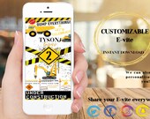 Construction Birthday/Digital Invitation/ Evite for print/email/text.