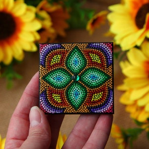 Ukrainian wooden magnet, Hand Painted Wooden Fridge Magnet, Ukrainian art wooden magnet, Kitchen Decor,  dot art magnet, Made in Ukraine