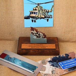 Statuette from Russian Combat Helicopter, Piece of Russian Helicopter, Mi-8, Helicopter, Panzer figurines,  Aircraft,  Made in Ukraine