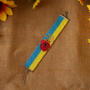 Handmade beaded bracelet, Ukrainian bracelet, handmade Ukrainian bracelet, Bracelet with Trident, Made in Ukraine, support Ukraine