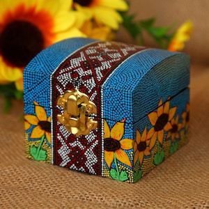 Ukrainian handmade, Ukrainian jewelry box, Ukrainian box, Wooden box, Dotart, Handmade box, Hand painted box, Wedding box, Sunflowers