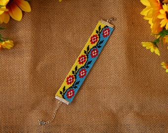 Handmade Ukrainian bracelet, Handmade beaded bracelet, Ukrainian bracelet, Bracelet with ukrainian pattern, Made in Ukraine, support Ukraine