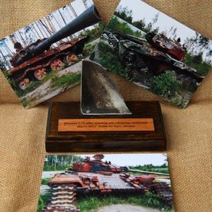 Piece of russian tank, Panzer statuette, T-72, Russian tank, Made in russian Recycled in Ukraine, Panzer figurines, Made in Ukraine