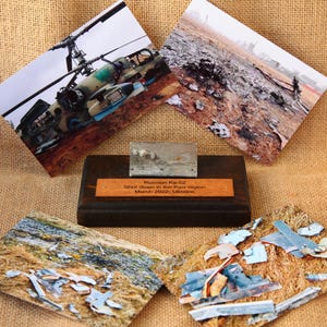 Aircraft statuette, Pieces fuselage skin of Russian KA-52, russian helicopter,Piece of russian aircraft,Shot Down in Ukraine Made in Ukraine