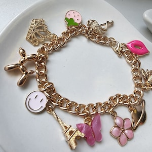 Custom Charm Bracelet, Design your own, Gold Personalized Initial Charm Bracelet, Gifts For Her, pick your own charms, Gifts Under 20