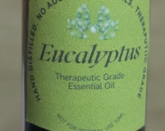 Hand Distilled Therapeutic Grade Eucalyptus Essential Oil 10 ML amber bottle