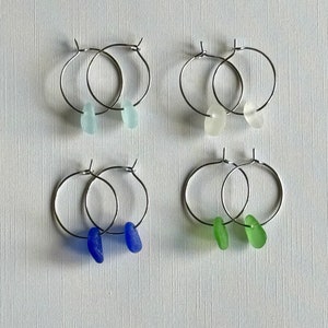 20mm white gold filled sea glass hoop earrings