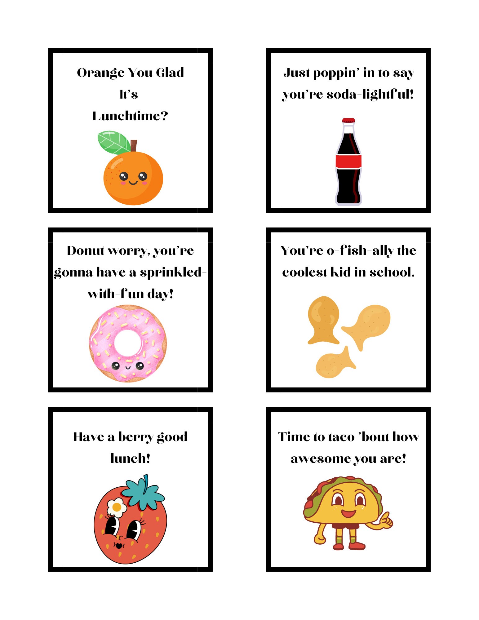 PDF Printable Lunchbag Notes for Kids Lunch Notes Digital - Etsy