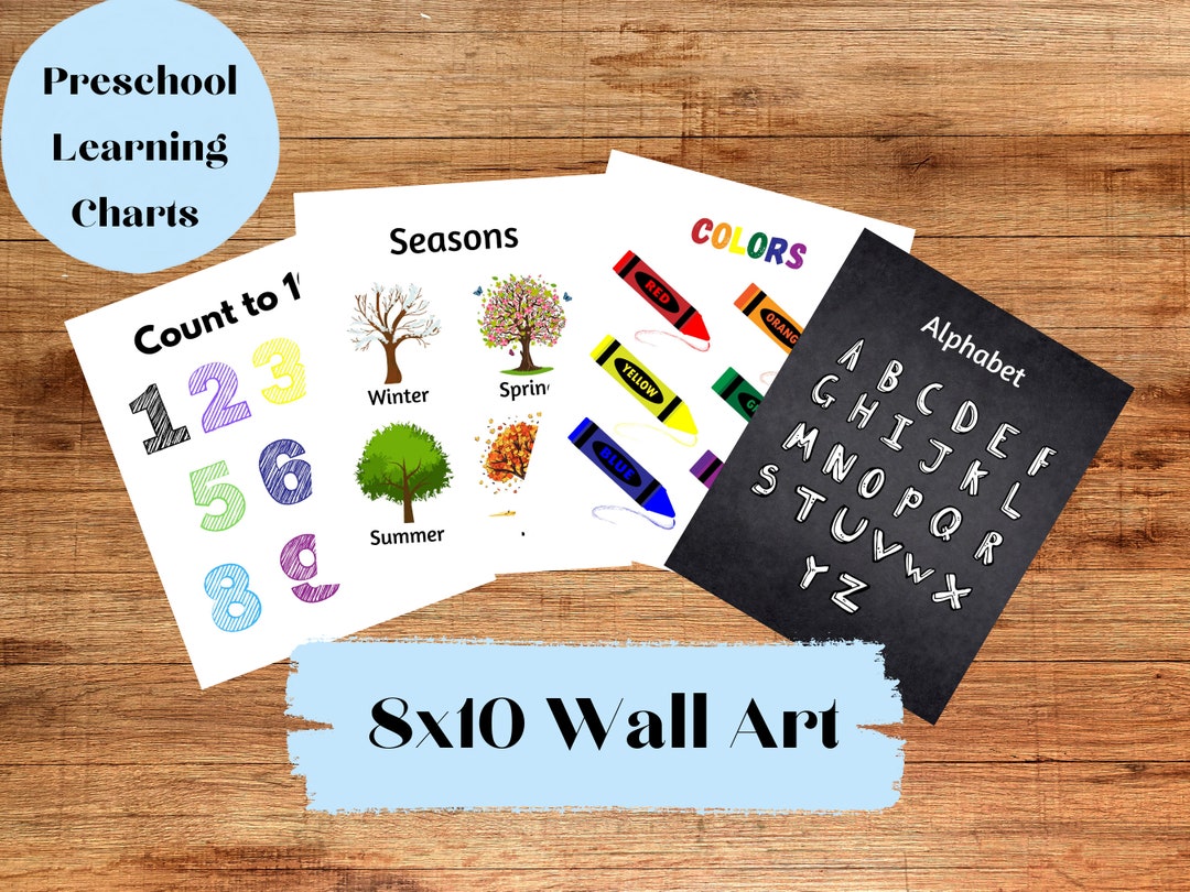 Printable Preschool Pack Wall Art, Colors Printable, Seasons Printable
