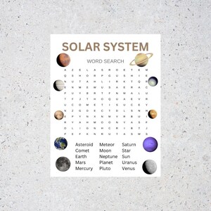 Solar System Word Search with Answer Key - Printable