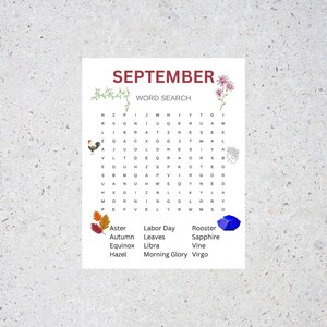 Word Search Puzzle September – Printable