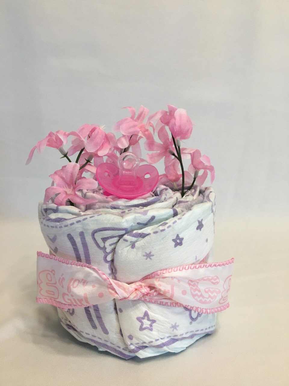Diaper Cake Baby Shower Centerpiece Decoration for Baby Girl, Set of 3 ...