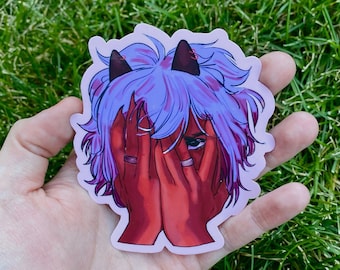 Ocultar pegatina de demonio / pegatina impermeable de 3 pulgadas / pegatina resistente a la intemperie / pegatina de arte original