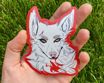 Weißer Wolf Aufkleber / 3in Wasserdichter Aufkleber / Wetterfester Aufkleber / Kunst Aufkleber